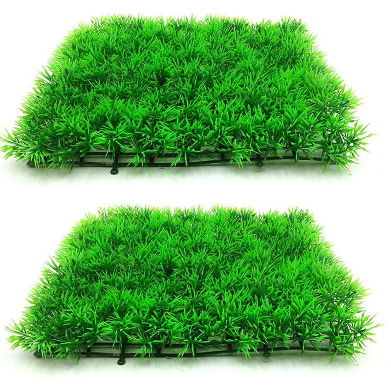 Aquarium Fish Green - Plante d'herbe verte artificielle, gazon aquatique,