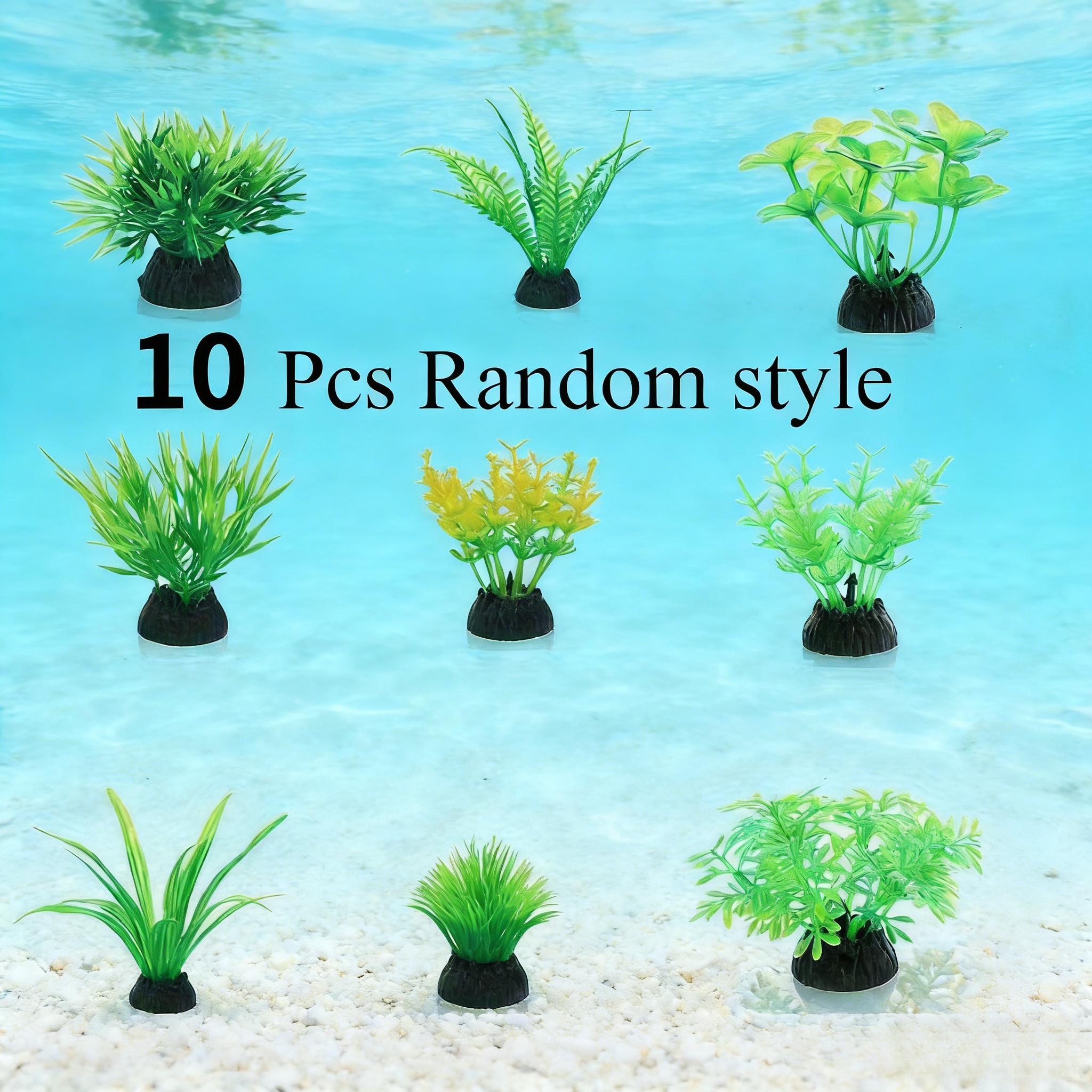 Aquarium Fish Green - 10 plantes artificielles vertes pour aquarium,