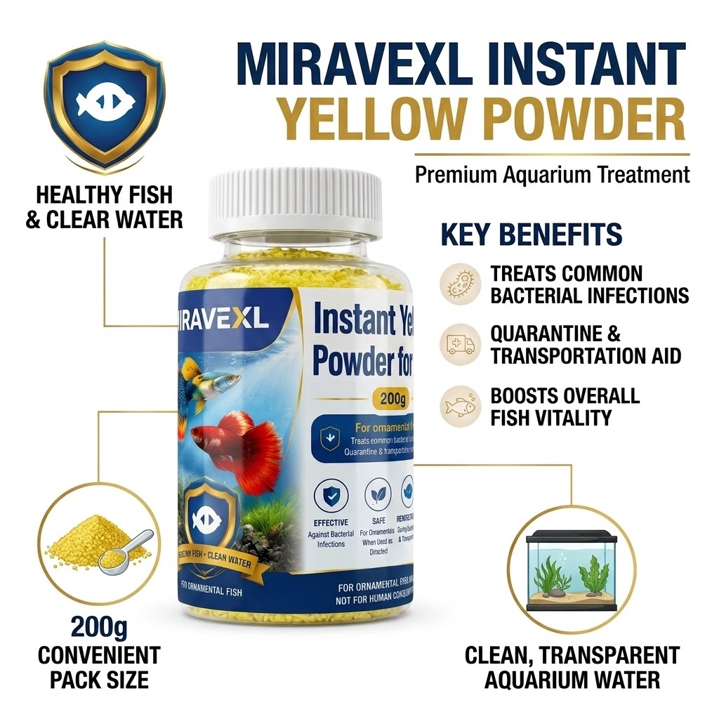 Poudre jaune instantanée tout- - Aquarium Fish Medicine avis et prix